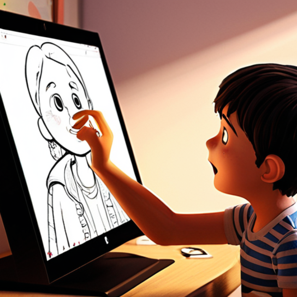 A heartwarming illustration of an animation studio, focusing on the meticulous process of bringing a charming children's train character (like Titipo) to life. The scene should depict the transition from vibrant hand-drawn concept sketches and character designs pinned on a wall, to a detailed 3D model being meticulously crafted on a digital workstation. An animator's hand gently adjusts a facial expression on screen, emphasizing the "warmth" and "breath of life" infused into the character. Soft, inviting lighting fills the creative space, hinting at the passion behind the craft. Style: Artistic, detailed, vibrant, heartwarming, cinematic. Aspect ratio: 16: