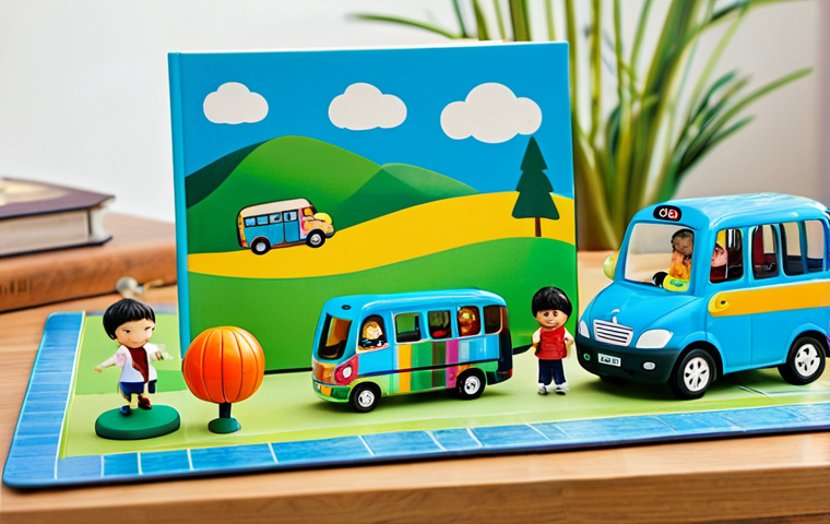 **

A family-friendly scene featuring a bright and colorful landscape with a "Tayo the Little Bus" themed playset. Children are happily playing with toy versions of 띠띠뽀 and his friends, fully clothed in modest clothing. In the background, a parent reads a 띠띠뽀 picture book to another child. The scene is safe for work, appropriate content, and promotes a professional, family-friendly atmosphere. Perfect anatomy, correct proportions, and a natural pose are essential. High quality rendering.

**