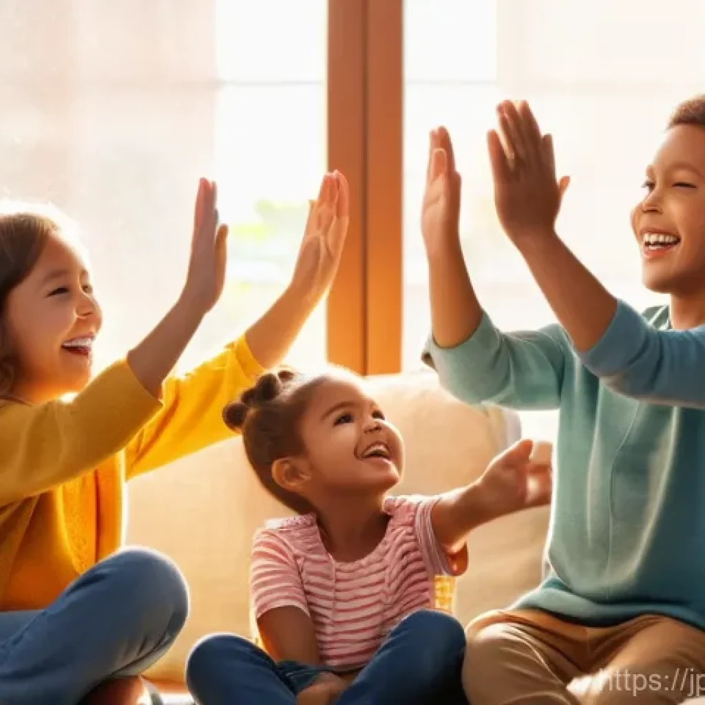 띠띠뽀 캐릭터별 테마송 분석 - A joyful family of four, consisting of two parents and two young children (a boy and a girl, approxi...
