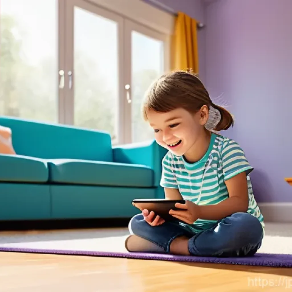 띠띠뽀 애니메이션의 콘텐츠 확장 - **Prompt:** A cheerful, brightly lit living room where a young child, around 5 years old, is kneelin...