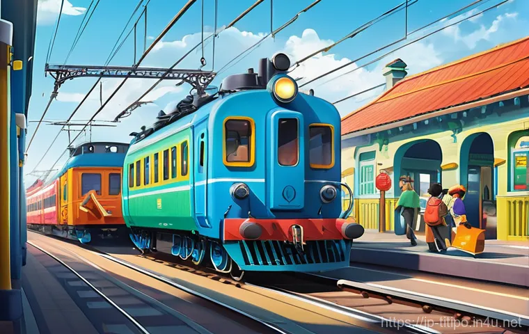띠띠뽀와 사회적 변화의 연결점 - Diverse Trains at a Bustling Station**
A cheerful and vibrant illustration in the style of "Titipo t...