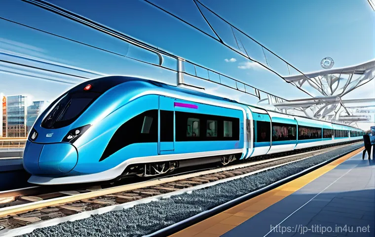 띠띠뽀와 사회적 변화의 연결점 - Harmony Between Trains and Nature**
A serene and picturesque landscape illustration featuring Titipo...