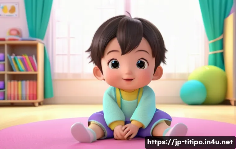 띠띠뽀 3D 애니메이션 기술 - A highly detailed 3D animated child character from a Japanese educational series, wearing a colorful...