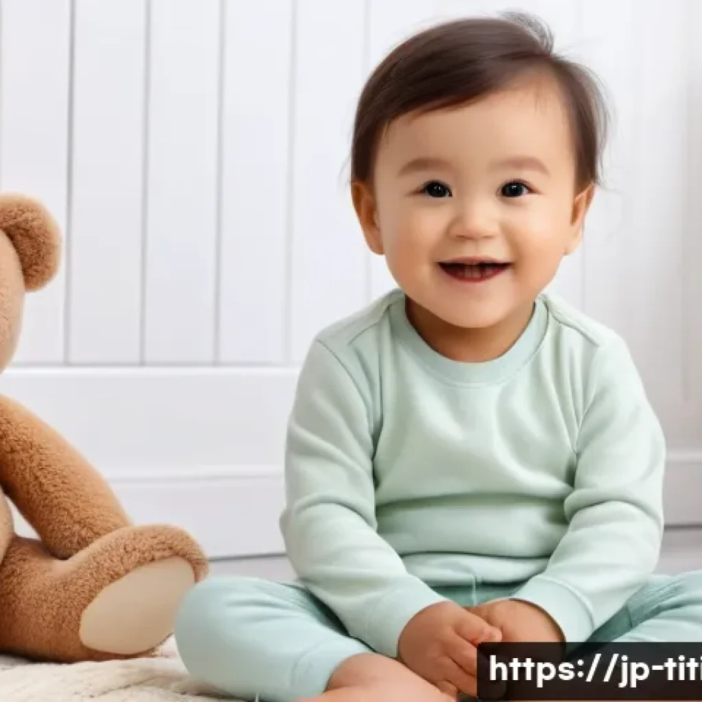 띠띠뽀 캐릭터 상품의 친환경 옵션 - A cozy scene featuring a child gently hugging a plush teddy bear made from soft organic cotton, wear...